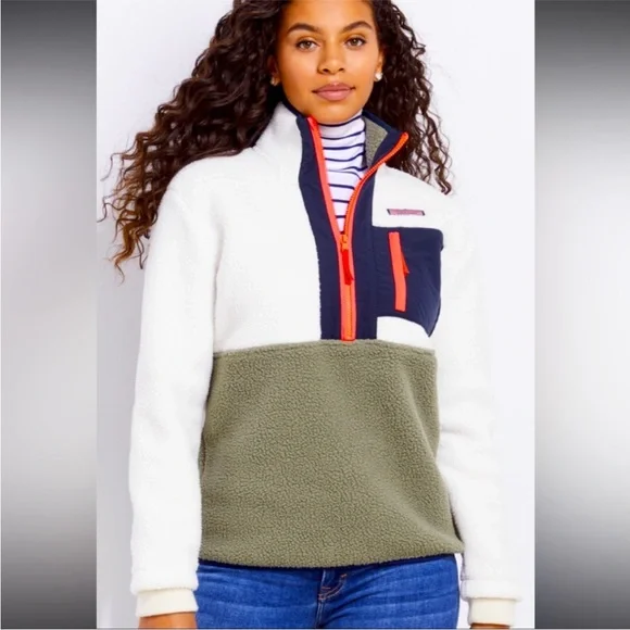 Vineyard Vines Colorblock Sherpa Zip Sweater - Picture 1 of 7